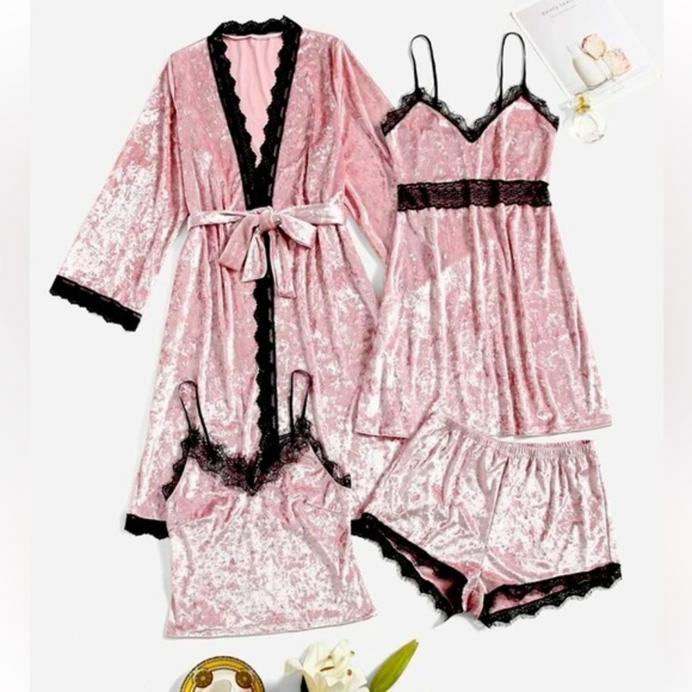 Shein size small 4 pcs Velvet Pj set.